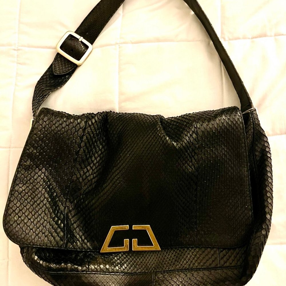 Gucci Leather Python Flap Handbag - Picture 2 of 12